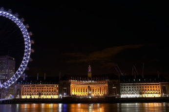 London Eye und Westminster bei Nacht