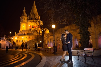 Engagement Session Photos by Night in Budapest, Hungary