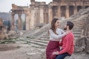 Engagement photography in ancient ruins