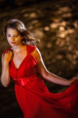 Red Dress Glamour Image at Night