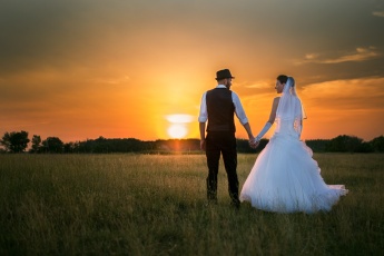 HDR Wedding Image in the Sunset