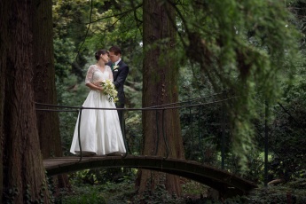 Wedding Couple Walking in a Forest