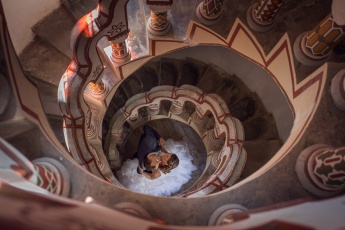Wedding Photo at a Spiral Staircase