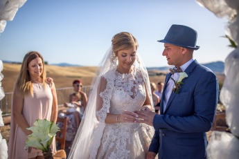 Wedding Ring Ceremony and Vows in Tuscany