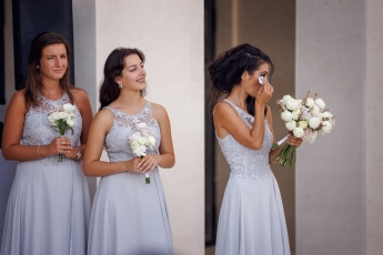 Bridesmaids with their dresses